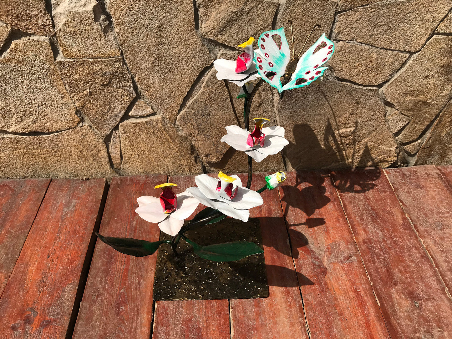 Metal orchid, hand forged orchid, orchid gift, orchid stand, orchid flower, gift for wife, iron orchid, orchid art, garden decor, yard art