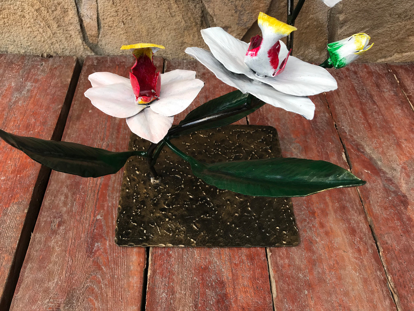 Metal orchid, hand forged orchid, orchid gift, orchid stand, orchid flower, gift for wife, iron orchid, orchid art, garden decor, yard art