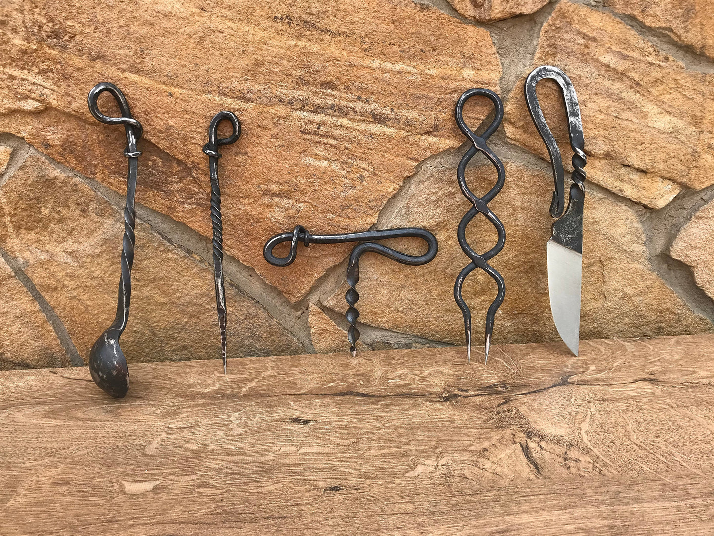 Viking steel cutlery set, rustic cutlery, reenactment, SCA, LARP, medieval kitchen,viking style cutlery,rustic kitchen,forged fork,traveling