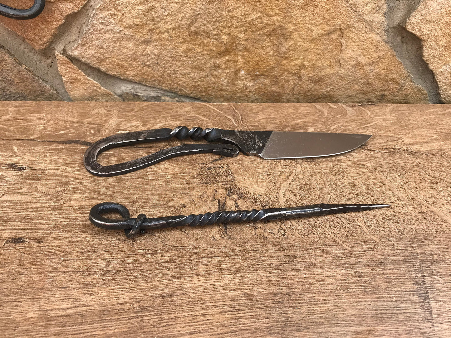 Viking steel cutlery set, rustic cutlery, reenactment, SCA, LARP, medieval kitchen,viking style cutlery,rustic kitchen,forged fork,traveling