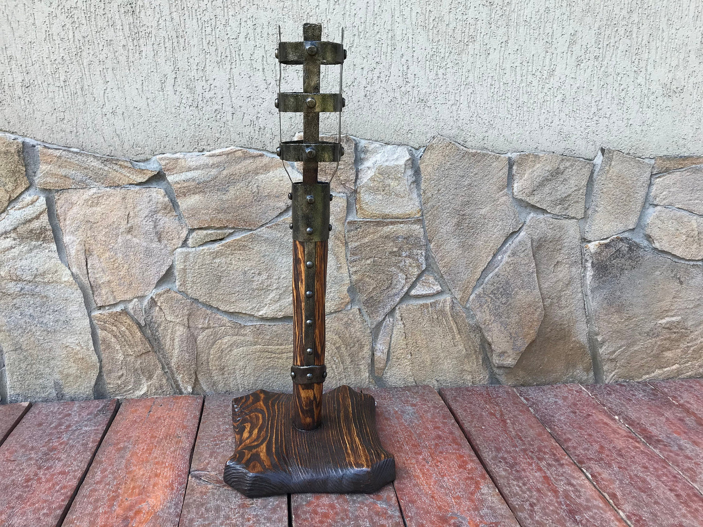 Viking lantern, viking torch, viking lamp, hand forged lamp, hand forged lantern, table lamp, medieval lamp, rustic lantern,medieval lantern