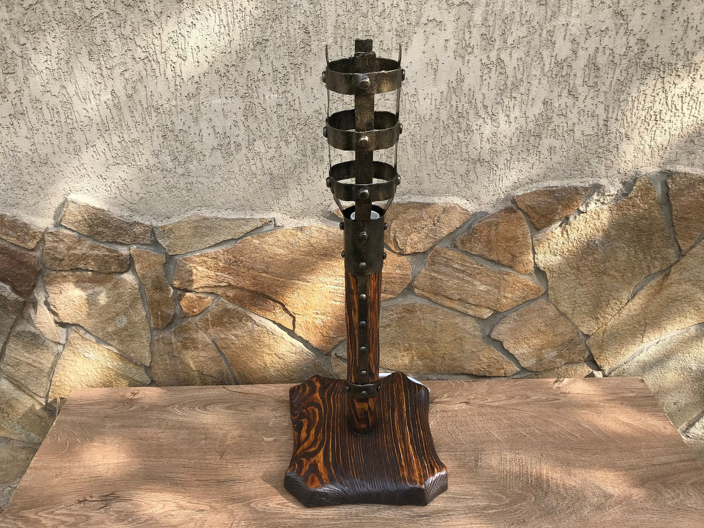 Viking lantern, viking torch, viking lamp, hand forged lamp, hand forged lantern, table lamp, medieval lamp, rustic lantern,medieval lantern