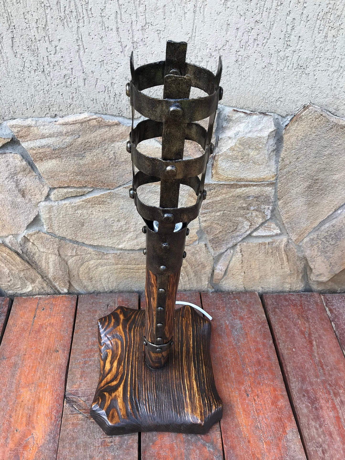 Viking lantern, viking torch, viking lamp, hand forged lamp, hand forged lantern, table lamp, medieval lamp, rustic lantern,medieval lantern