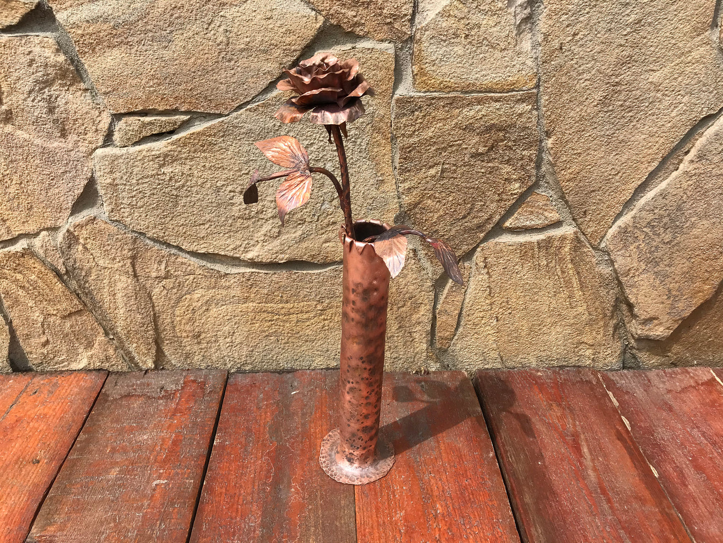 Copper rose, copper vase, copper gift, copper anniversary,7th anniversary,7 year gift,7 years,copper gift for her,copper gifts,copper flower