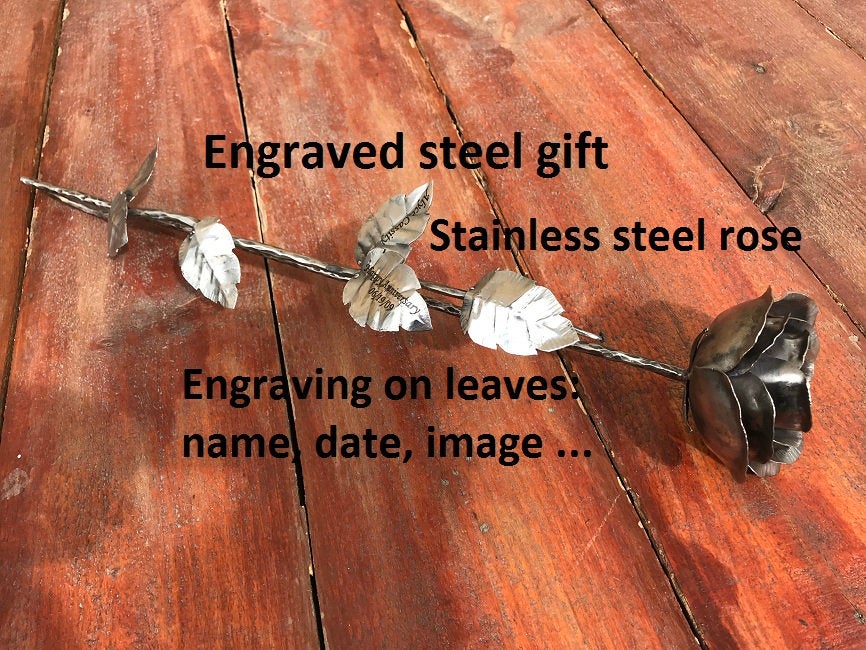 Steel rose, steel flower, steel gift, 11th anniversary, stainless steel rose, steel anniversary, steel gift for her, gift for wife, wedding