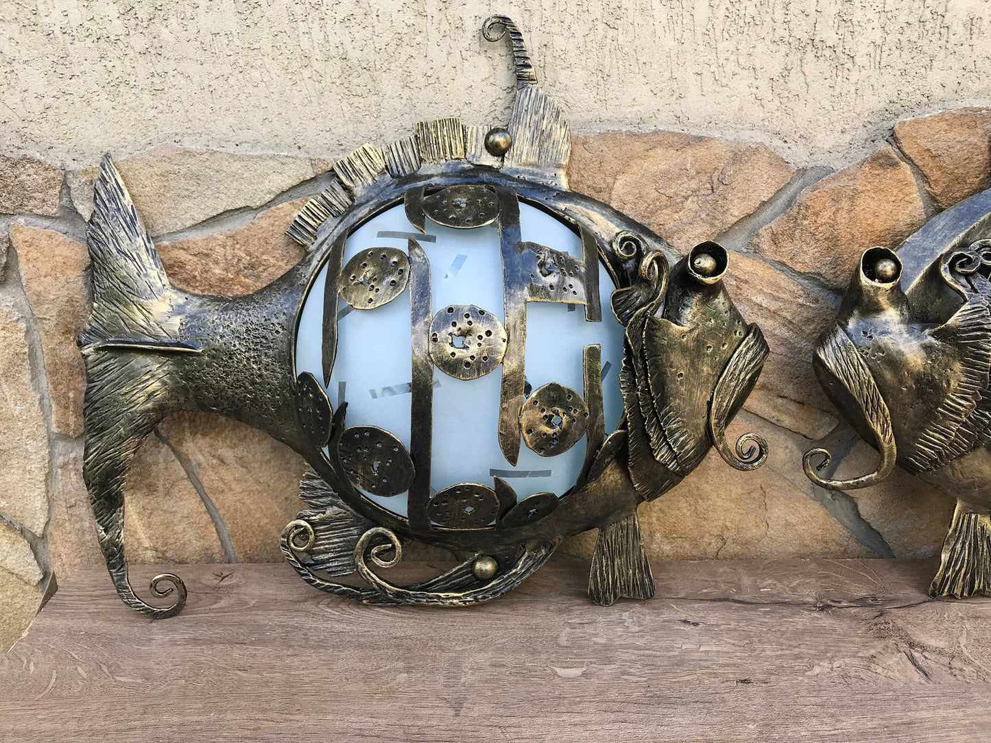 Fish light, wall sconce, birthday gift, Christmas gift, iron gift, retirement gift, military gift, army gift, fishman gift, anniversary gift