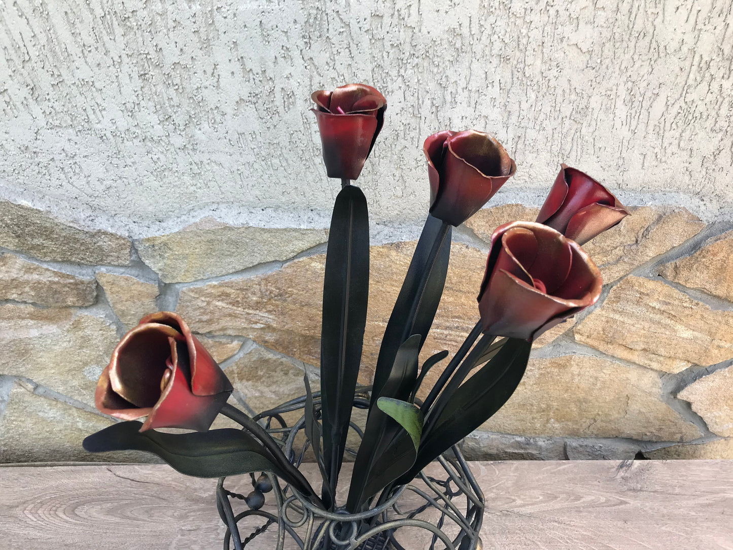 11th anniversary, steel wedding, 11th, 11th year wedding gift, metal bouquet, wedding gift for her, metal tulips, wrought iron tulips