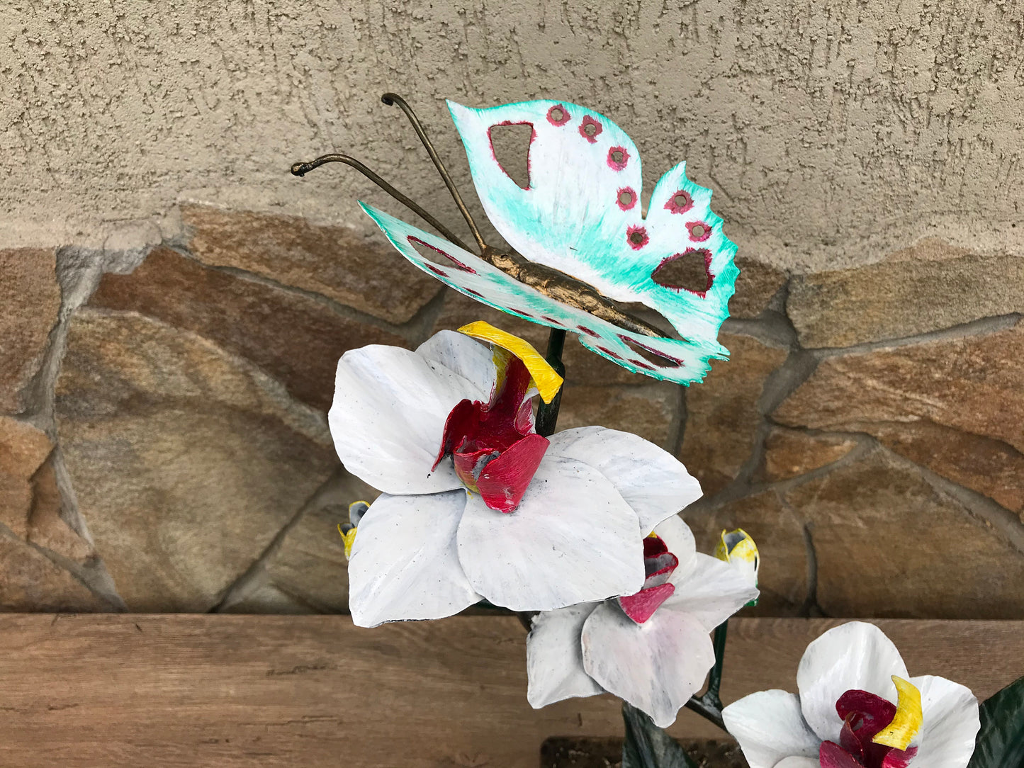 Metal orchid, hand forged orchid, orchid gift, orchid stand, orchid flower, gift for wife, iron orchid, orchid art, garden decor, yard art