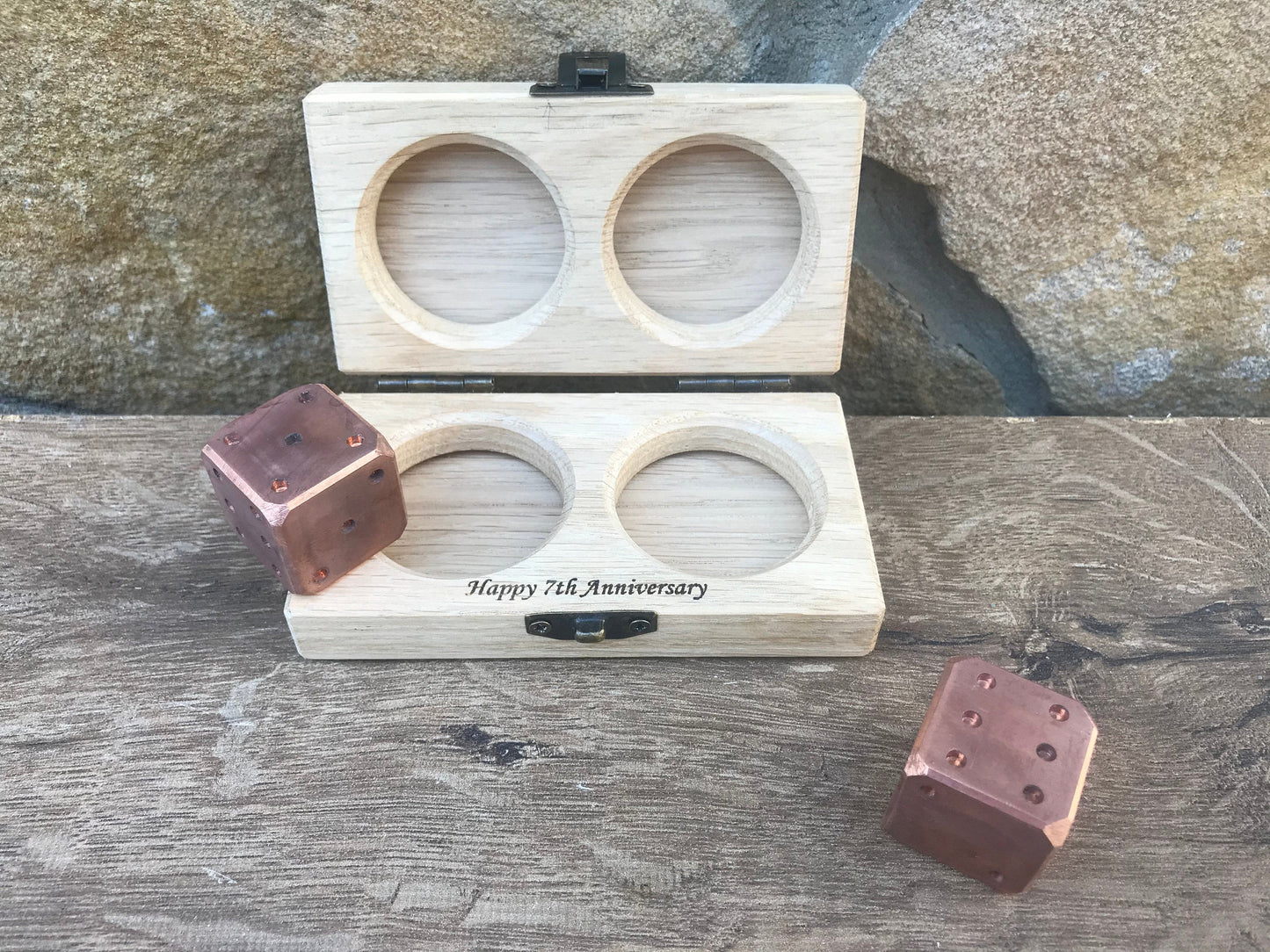 Copper anniversary, copper gift, copper dices, dice box, gift box, engraved gift, personalized gift, dice games, tabletop game, board game