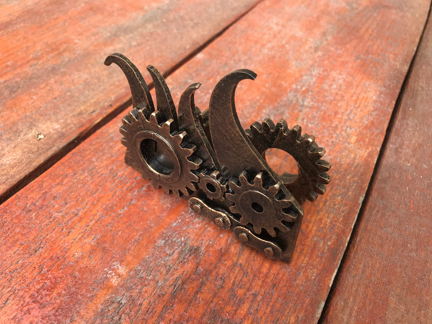Business card holder, iron anniversary gift for him, steampunk, card holder, visit card box case, iron gift, industrial art, iron gift idea