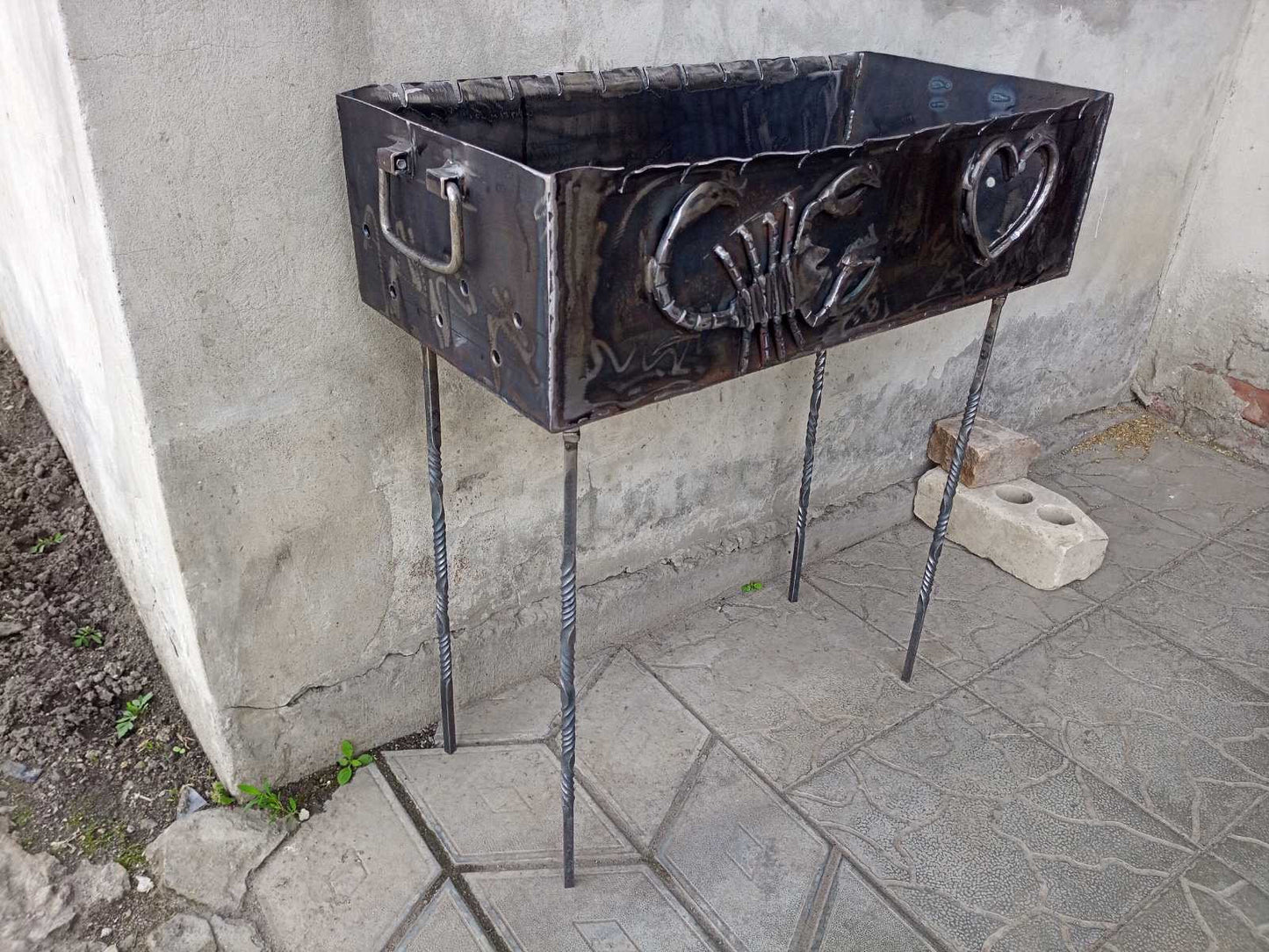 Portable grill, brazier, charcoal grill, brazier grill, fire pit, BBQ gift, skewers,iron gift, outdoor grill, bbq grill, Christmas BBQ,grill
