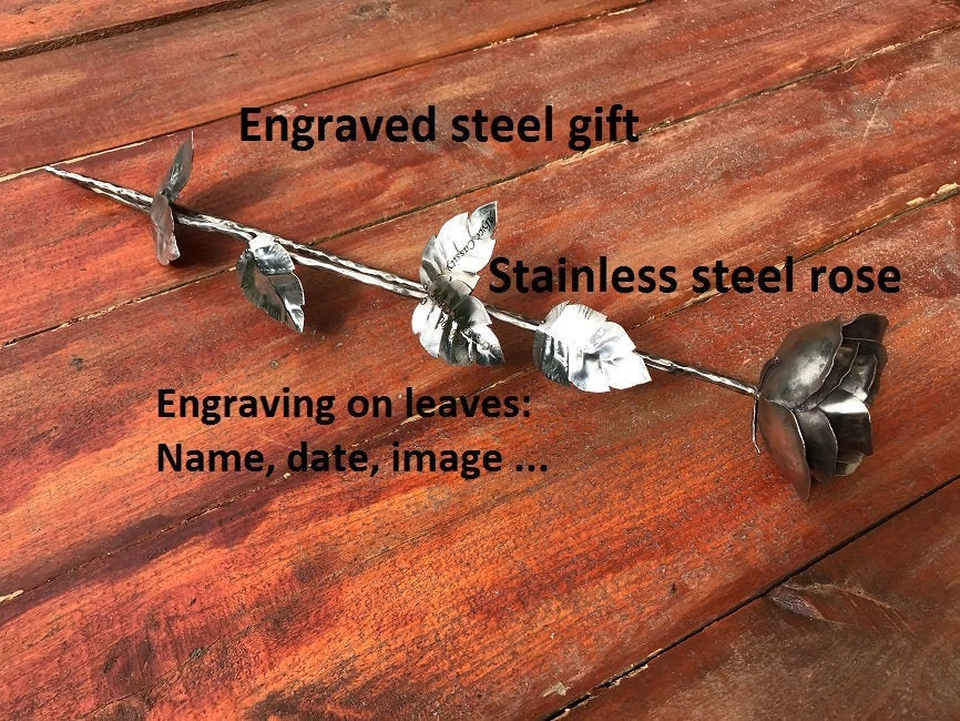 Steel rose, steel flower, steel gift, 11th anniversary, stainless steel rose, steel anniversary, steel gift for her, gift for wife, wedding