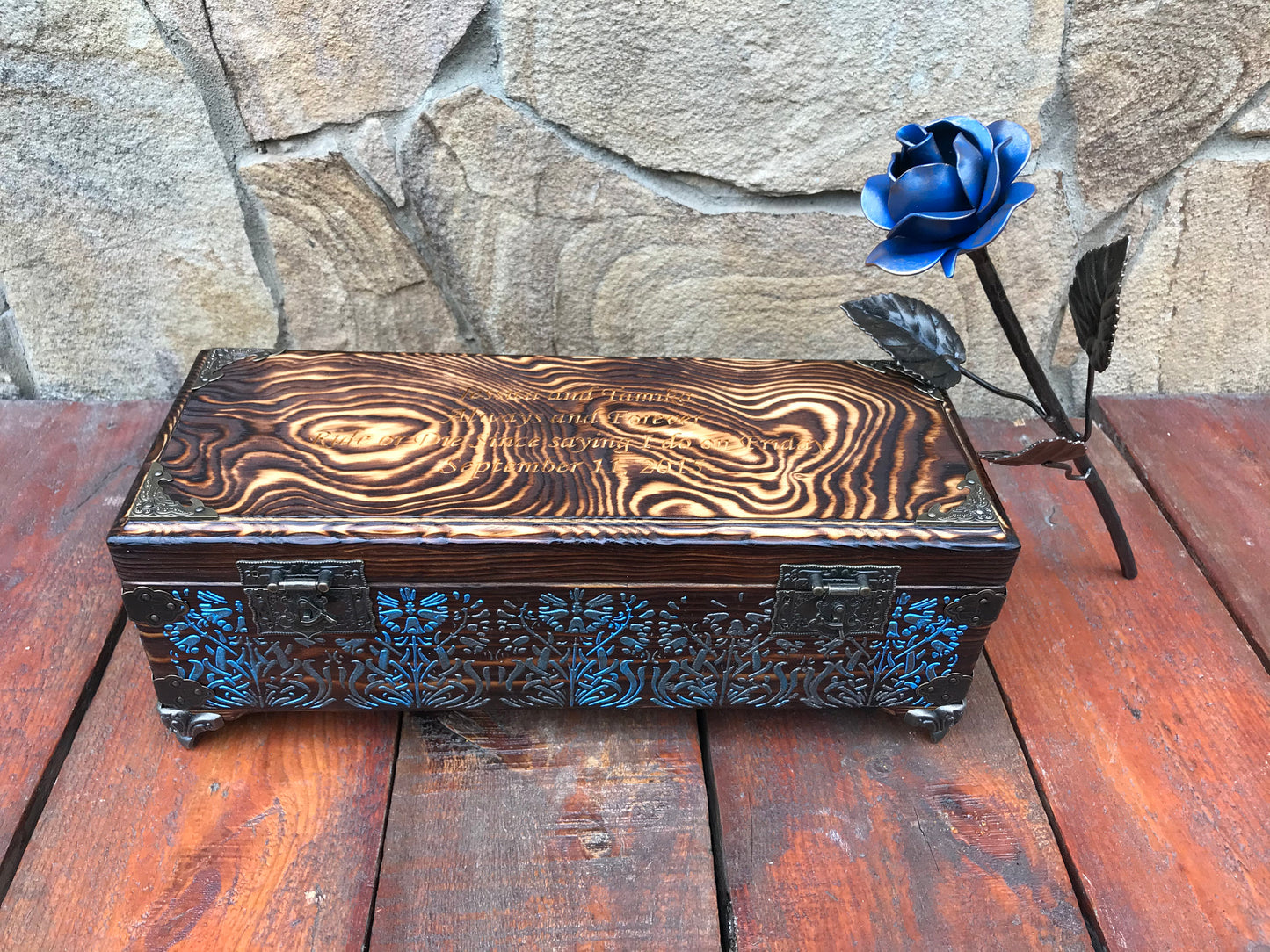 Steel gift, steel anniversary gift, 11th anniversary, wooden anniversary, 5th anniversary, wedding anniversary, steel rose, gift box, rose