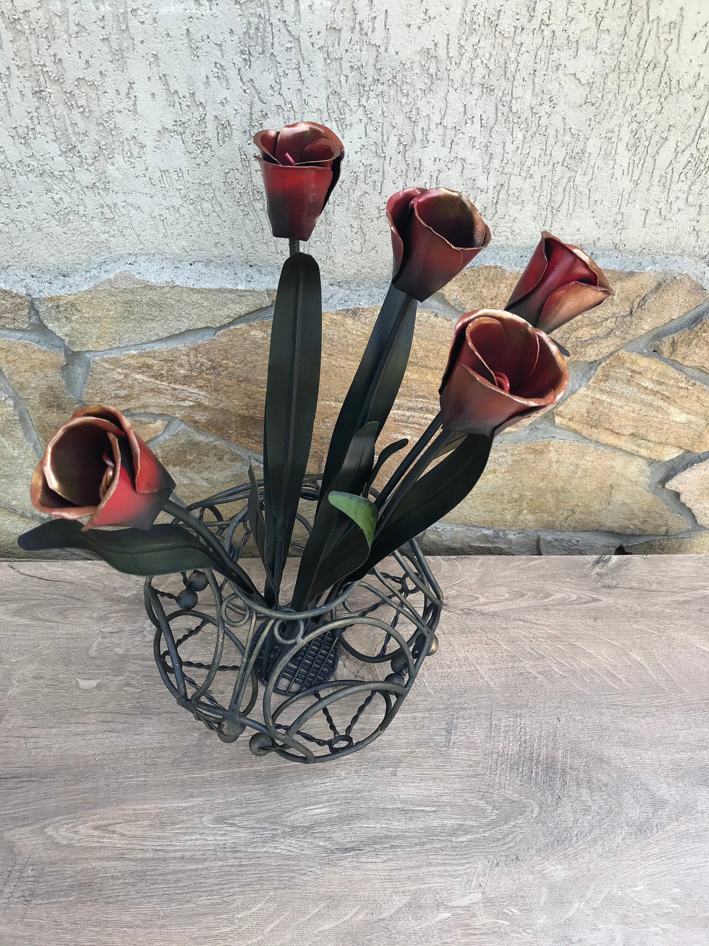11th anniversary, steel wedding, 11th, 11th year wedding gift, metal bouquet, wedding gift for her, metal tulips, wrought iron tulips
