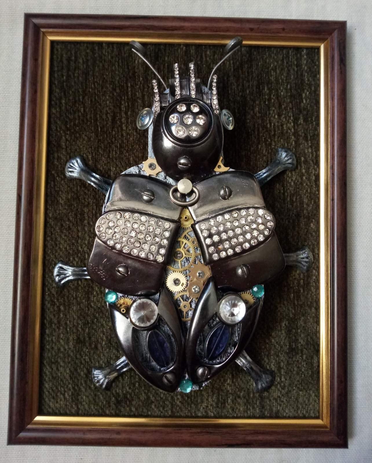 Steampunk painting, steampunk insect, beetle, steampunk, industrial gift, steampunk decor, junk art,steampunk gift, recycled,upcycled,insect
