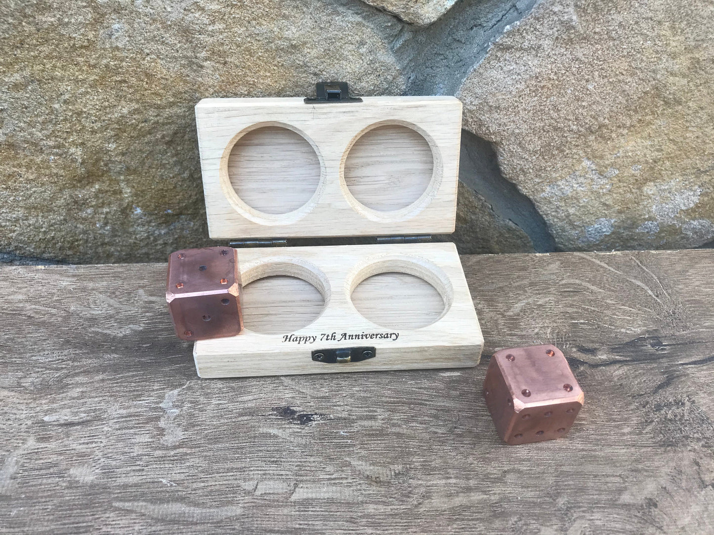 Copper anniversary, copper gift, copper dices, dice box, gift box, engraved gift, personalized gift, dice games, tabletop game, board game