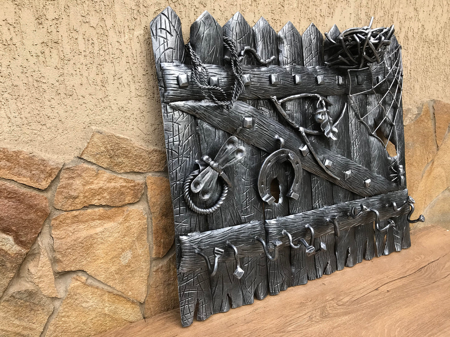 Wall hook, key holder, hooks, entryway decor, wall key holder, rustic decor, farmhouse, iron gift, iron anniversary, hallway, shelf, rack