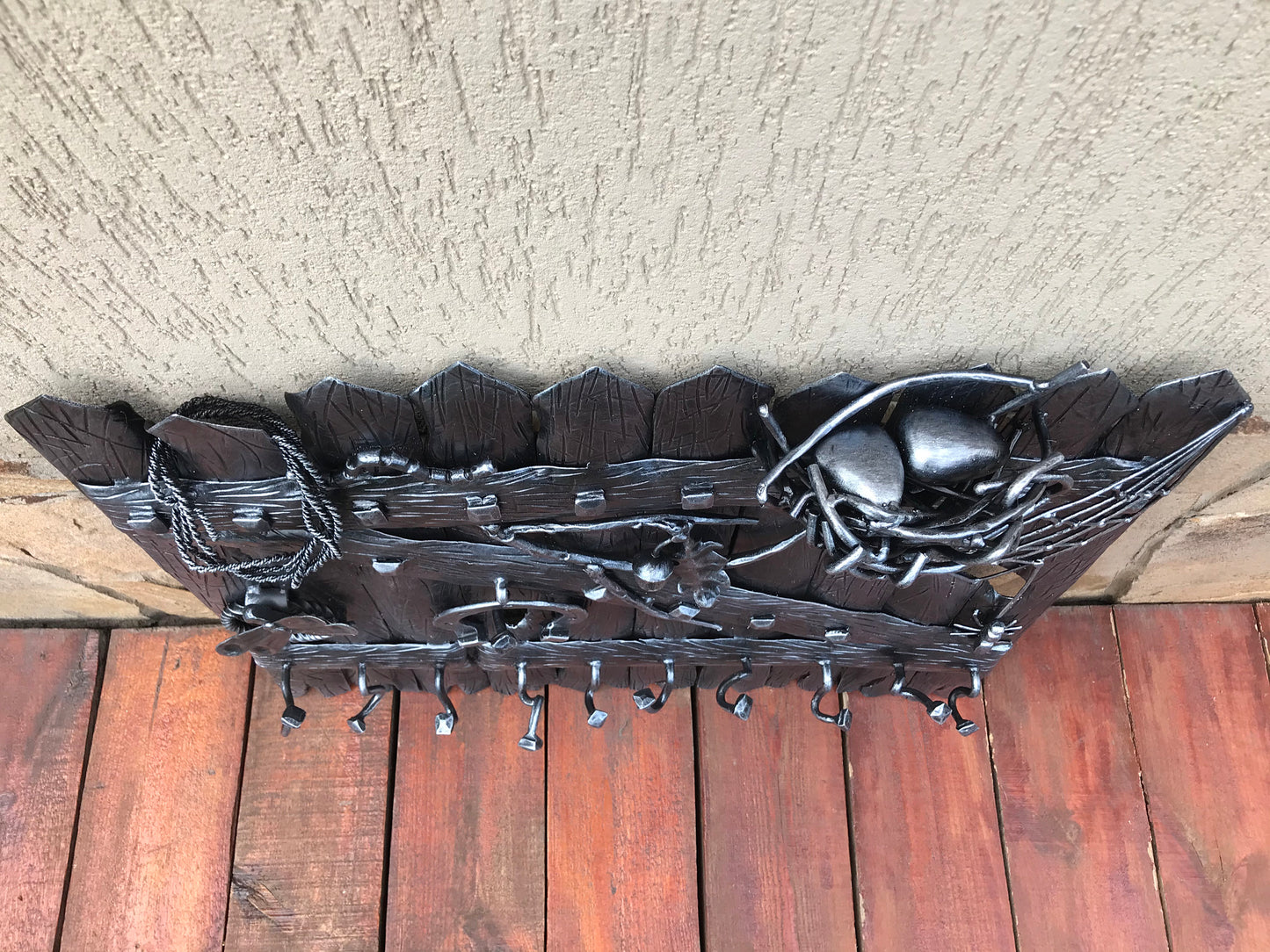 Wall hook, key holder, hooks, entryway decor, wall key holder, rustic decor, farmhouse, iron gift, iron anniversary, hallway, shelf, rack