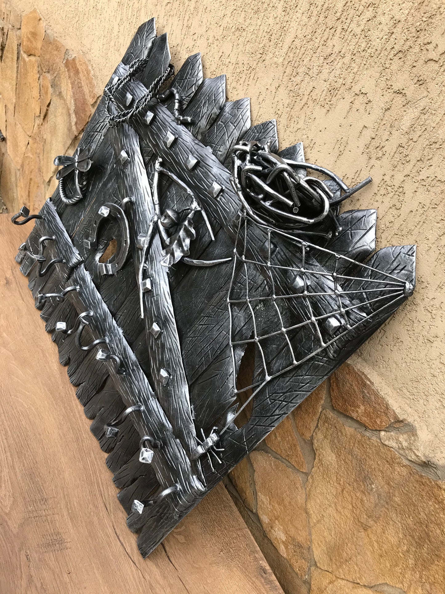 Wall hook, key holder, hooks, entryway decor, wall key holder, rustic decor, farmhouse, iron gift, iron anniversary, hallway, shelf, rack