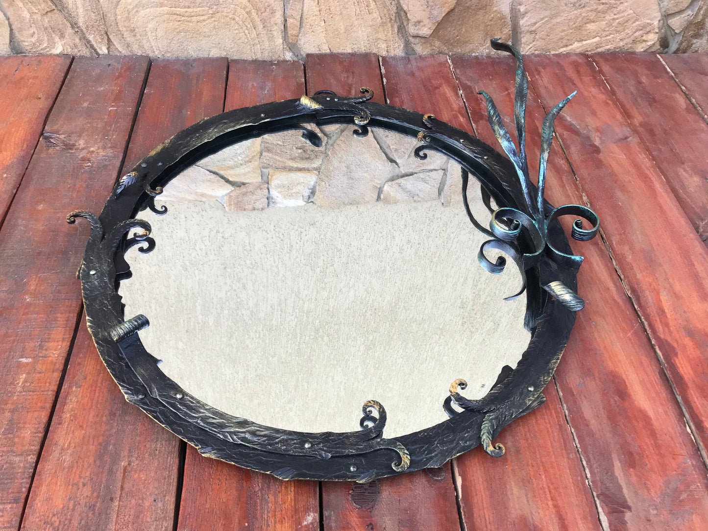 Hand forged mirror, mirror, 6th anniversary gift, iron gift for her, mirror frame, iron frame, iron gifts,wall mirror,metal artwork,interior