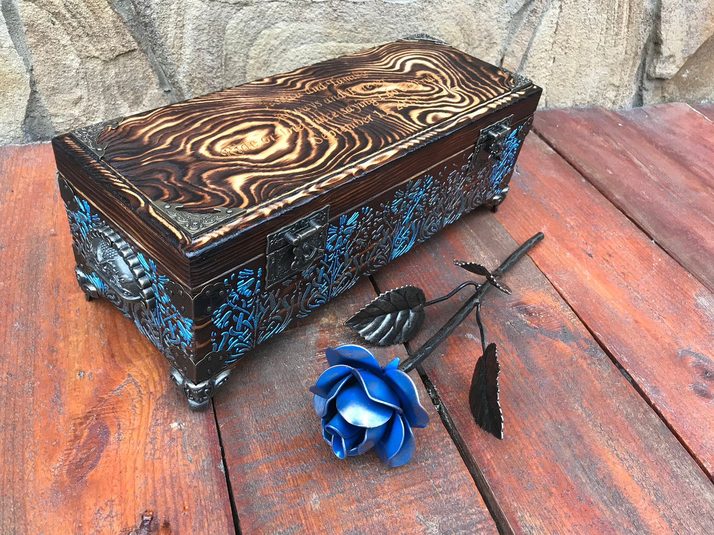 Steel gift, steel anniversary gift, 11th anniversary, wooden anniversary, 5th anniversary, wedding anniversary, steel rose, gift box, rose