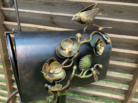 Mailbox, mail box, orchid, bird, floral decor, newlyweds gift, wedding, Christmas, gift for mom, iron gift, anniversary gift, birthday gift
