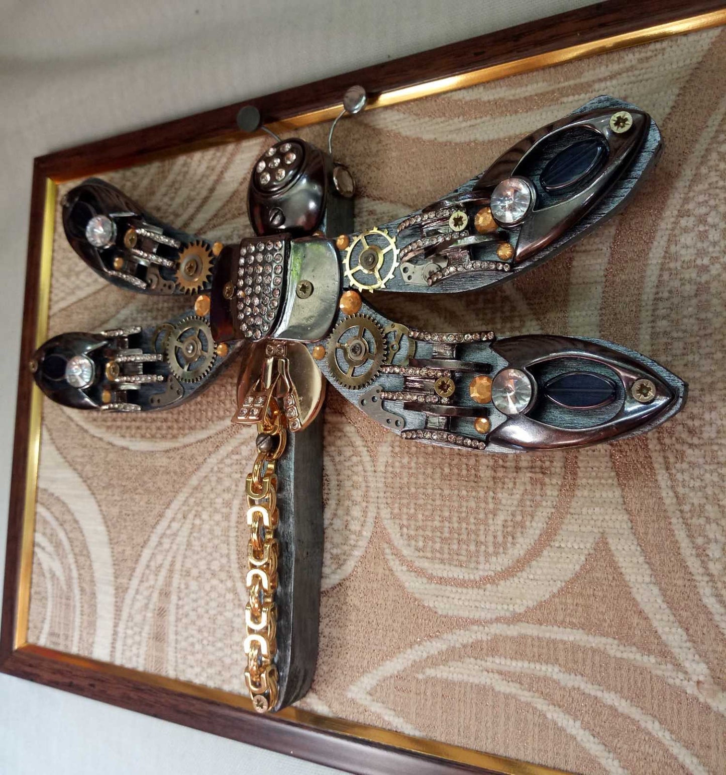 Steampunk painting, steampunk dragonfly, dragonfly, steampunk, industrial art, steampunk room decor,junk art,steampunk art,recycled,upcycled