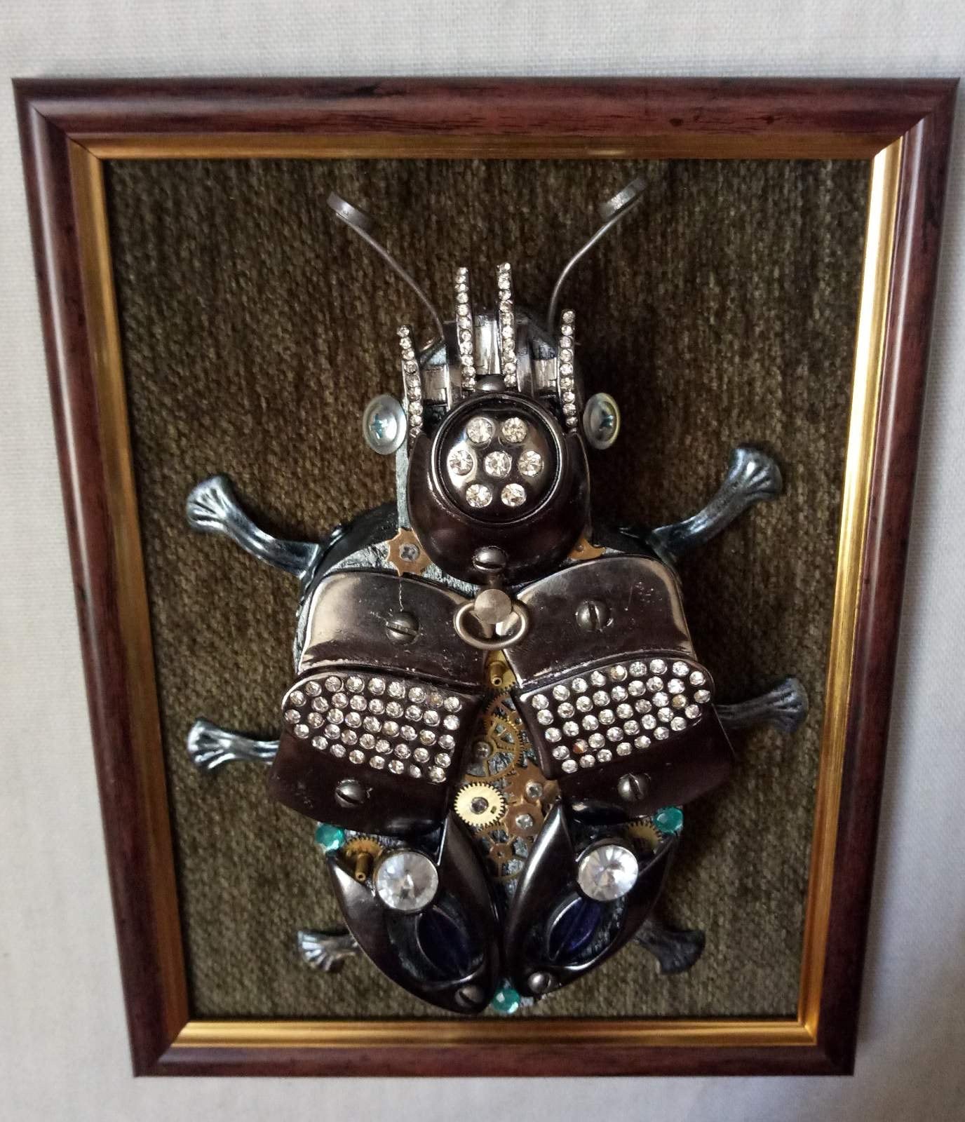 Steampunk painting, steampunk insect, beetle, steampunk, industrial gift, steampunk decor, junk art,steampunk gift, recycled,upcycled,insect