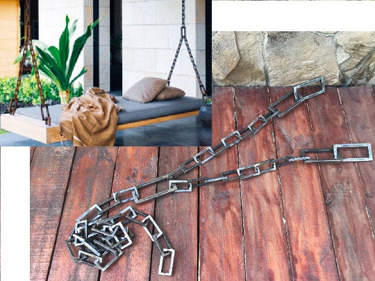 Hand forged chain, hanging bed, hammock, chain, flying bed, patio decor, porch swing, swing, swing crib, hanging porch bed, daybed swing