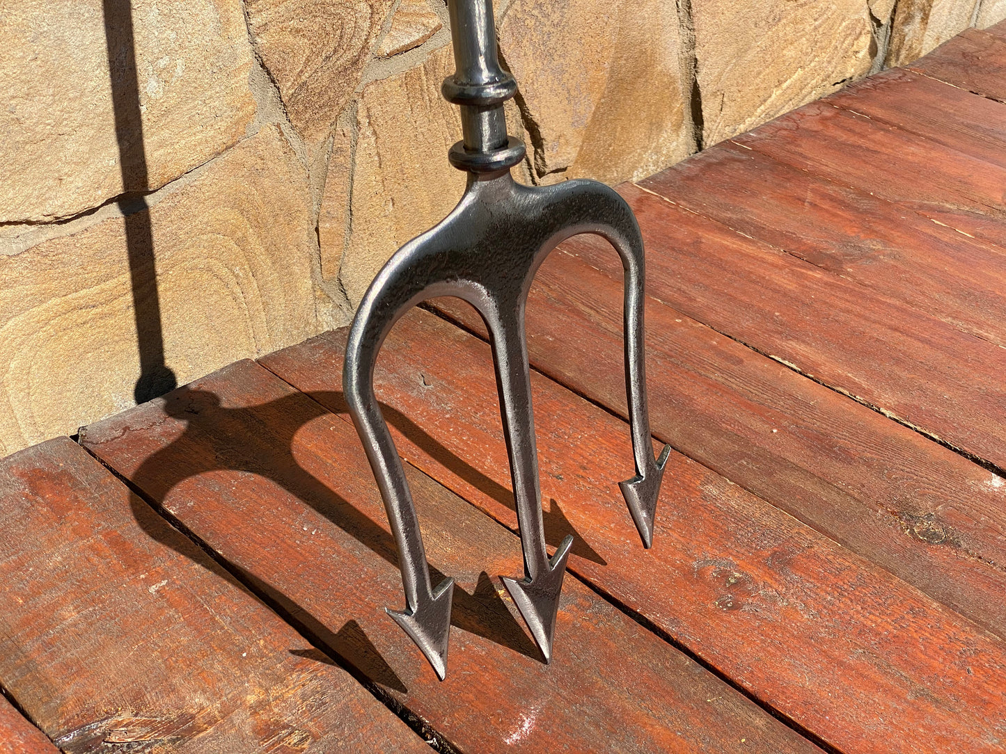 Custom listing: trident ( Leather wrap on a handle, three tips of a trident head should be rounded up, longer handle grip (between 2 rings)