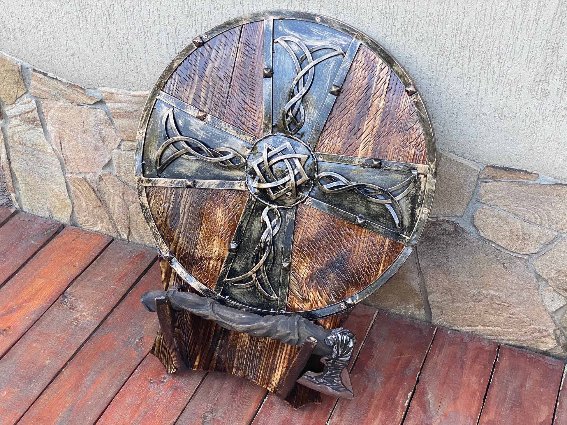 Celtic shield, decorative shield, axe holder, shield, viking shield, Christmas gift, cosplay armor,  mens gift, axe, medieval shield, viking