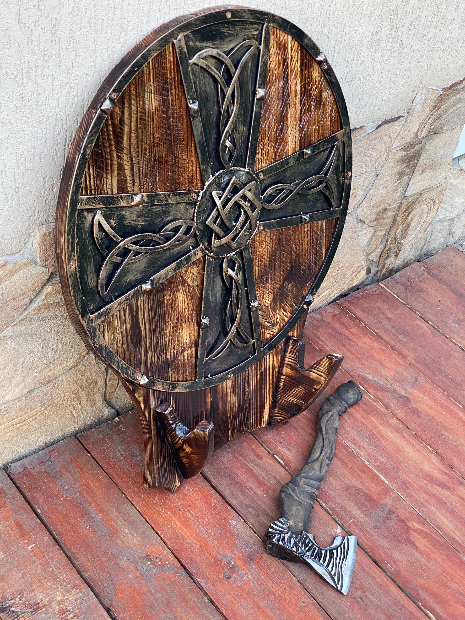 Celtic shield, decorative shield, axe holder, shield, viking shield, Christmas gift, cosplay armor,  mens gift, axe, medieval shield, viking