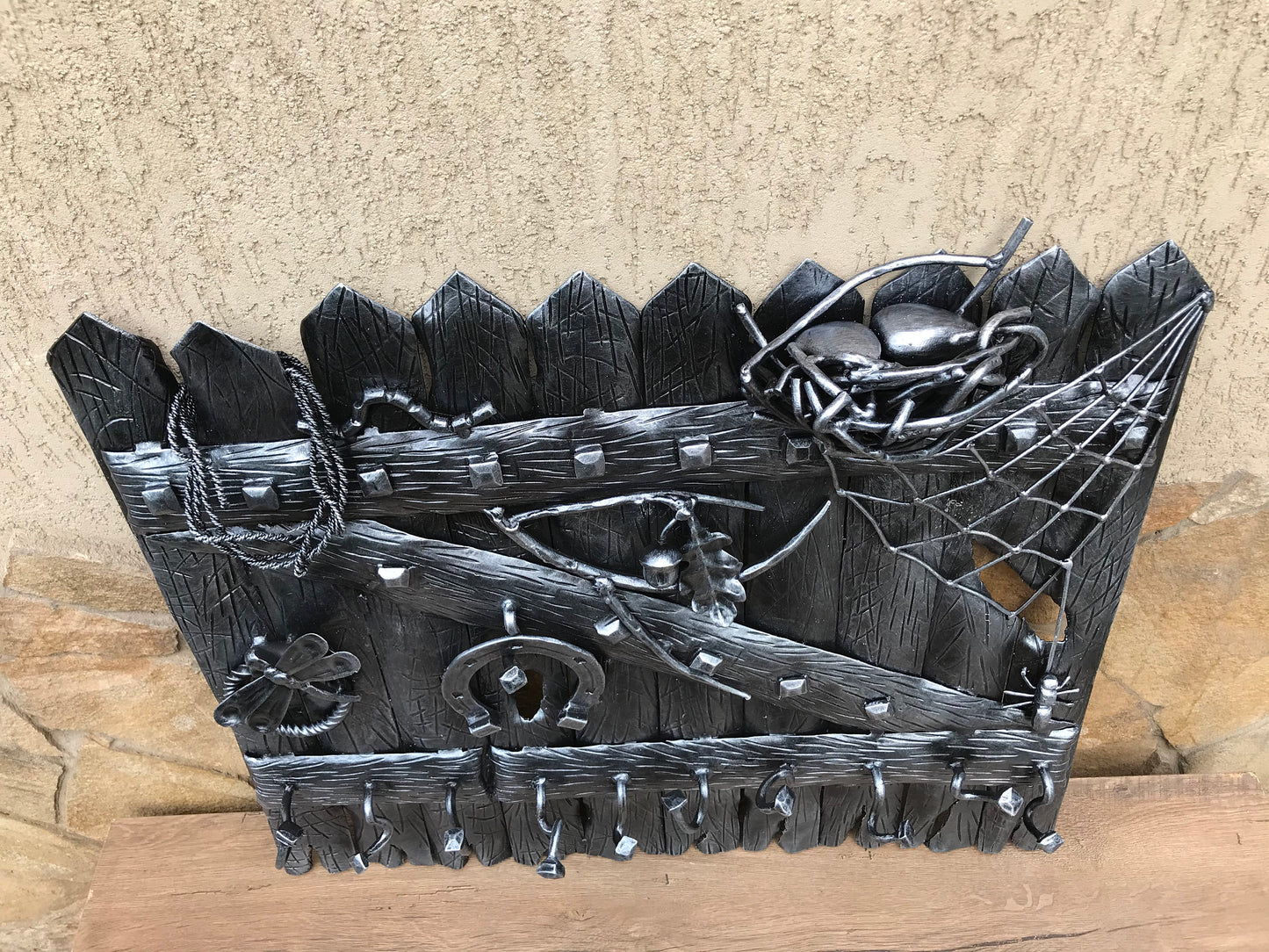 Wall hook, key holder, hooks, entryway decor, wall key holder, rustic decor, farmhouse, iron gift, iron anniversary, hallway, shelf, rack