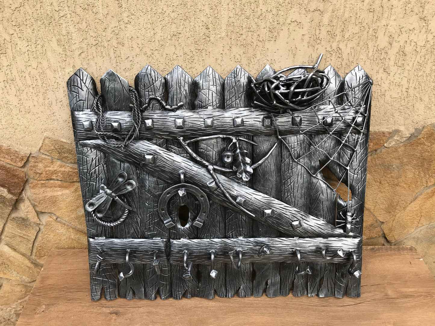 Wall hook, key holder, hooks, entryway decor, wall key holder, rustic decor, farmhouse, iron gift, iron anniversary, hallway, shelf, rack