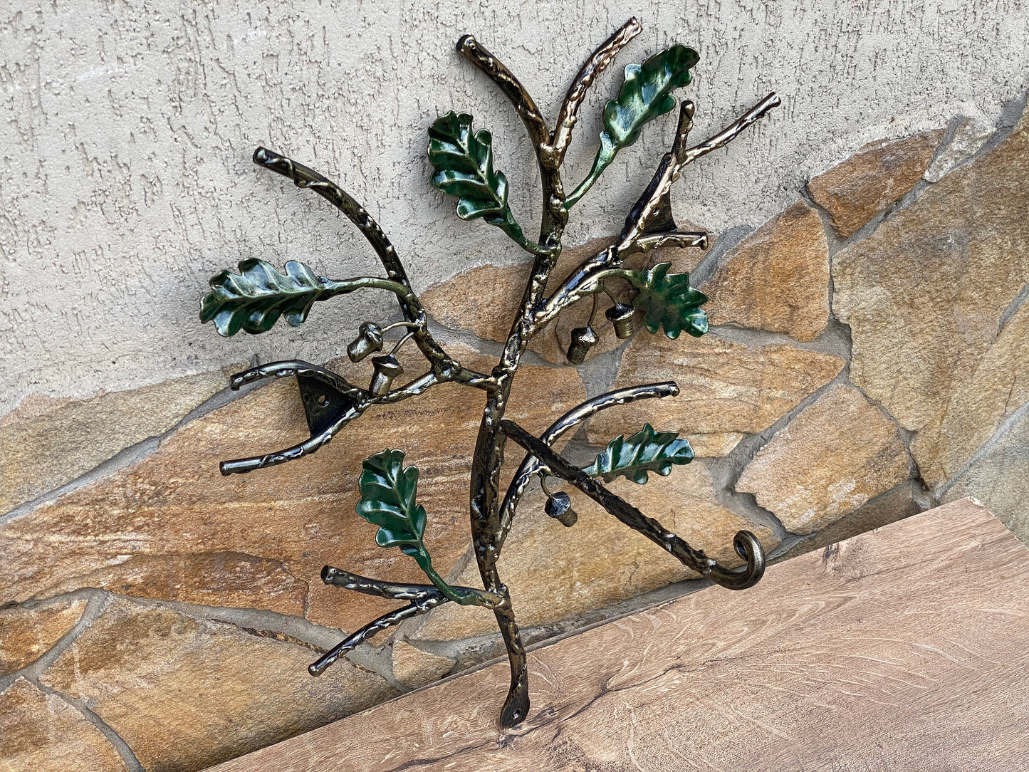 Planter hook, basket hook, hanging flower, hook bracket, garden art, birthday gift, Christmas gift, oak decor, acorn, face mask, wreath