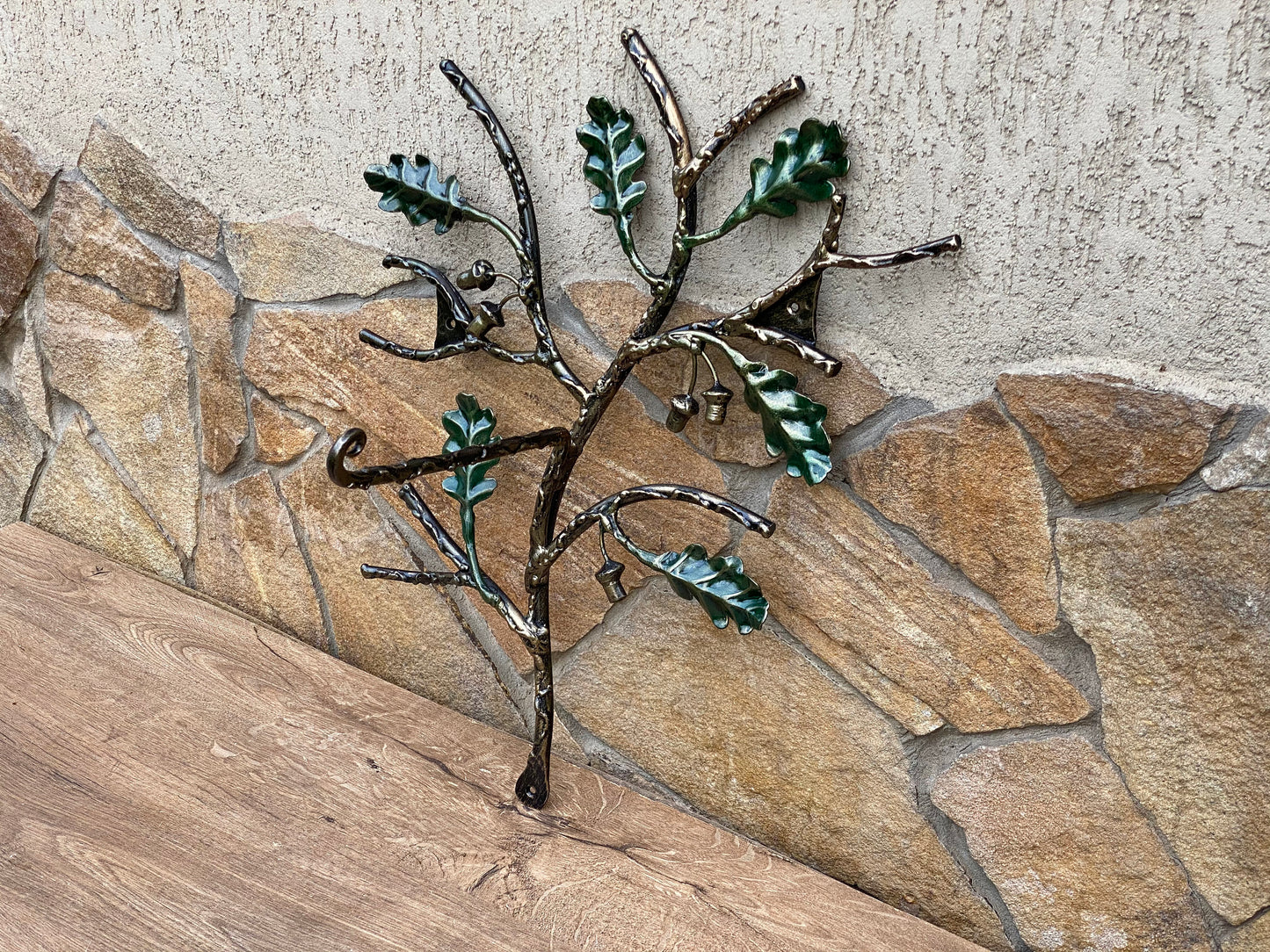 Planter hook, basket hook, hanging flower, hook bracket, garden art, birthday gift, Christmas gift, oak decor, acorn, face mask, wreath