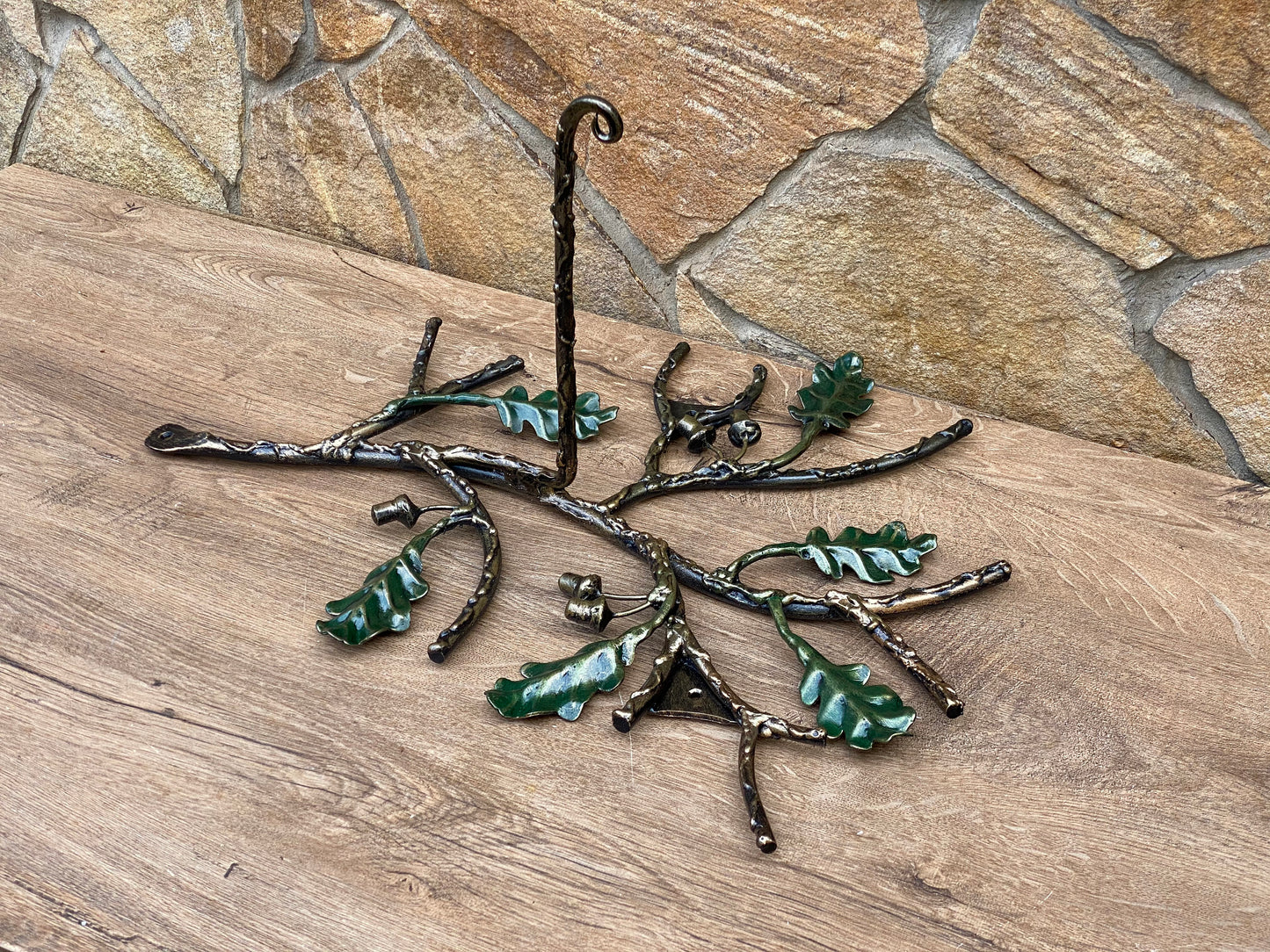 Planter hook, basket hook, hanging flower, hook bracket, garden art, birthday gift, Christmas gift, oak decor, acorn, face mask, wreath