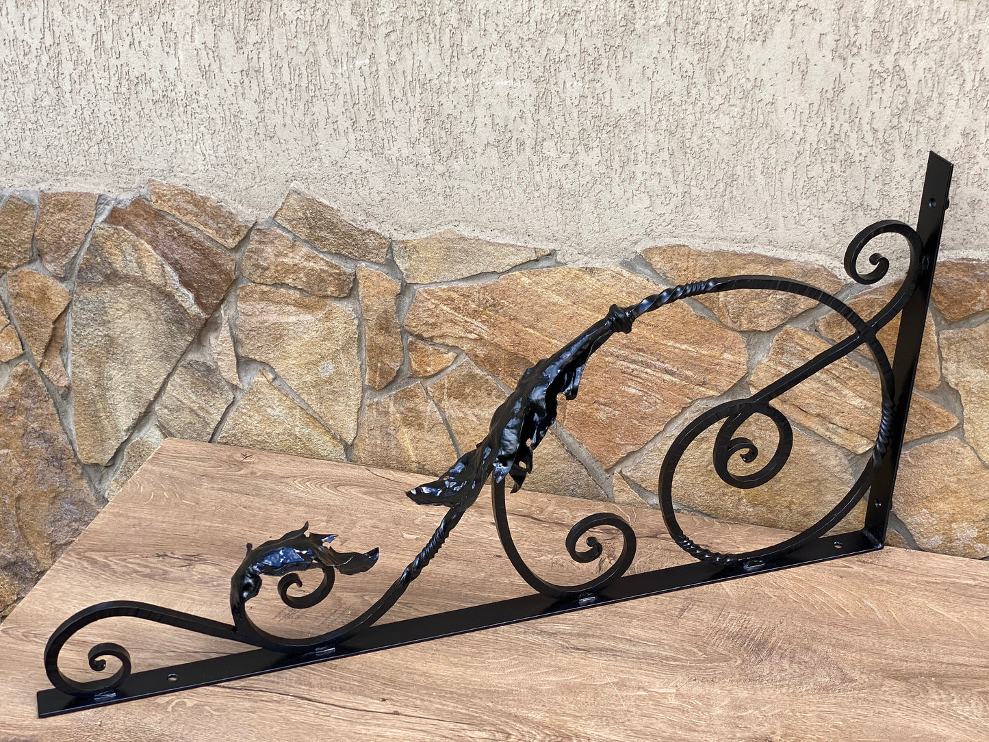 Scroll bracket, sign bracket, hand forged bracket, room sign, hanging sign, plant hanger, hook, wall hook, plant wall hook, plaque hook