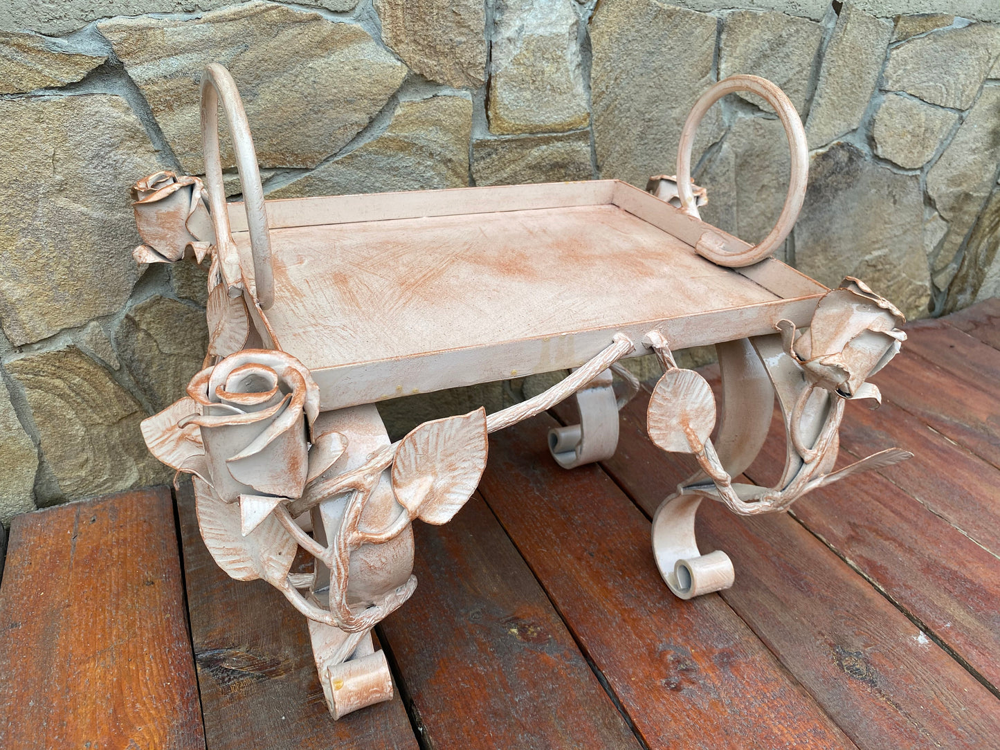 Wedding gift, gift for wife, table, rose, tray, iron anniversary, iron rose, floral, iron gift, Christmas gift,6th anniversary,birthday gift