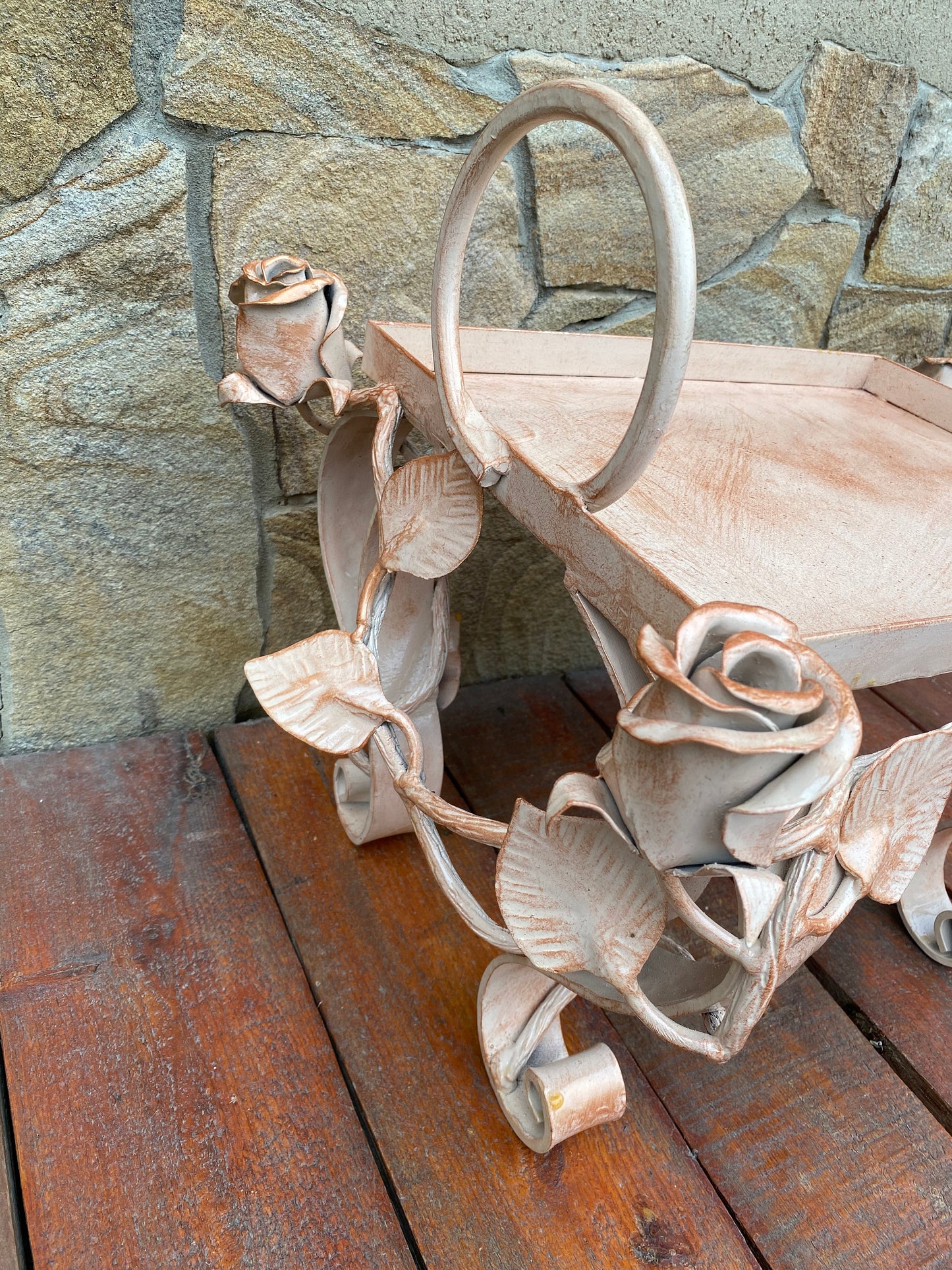 Wedding gift, gift for wife, table, rose, tray, iron anniversary, iron rose, floral, iron gift, Christmas gift,6th anniversary,birthday gift