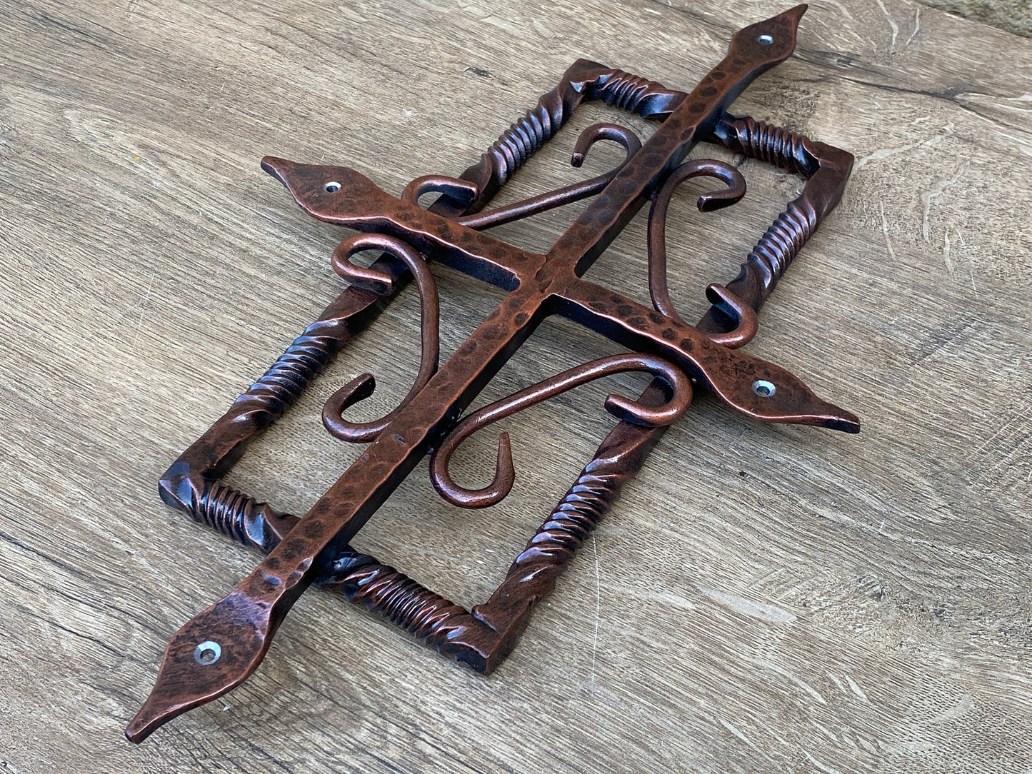 Door decor, rustic door, antique door, grille, grate, grid, Christmas gift, door pull, birthday, anniversary, iron decor, door hardware