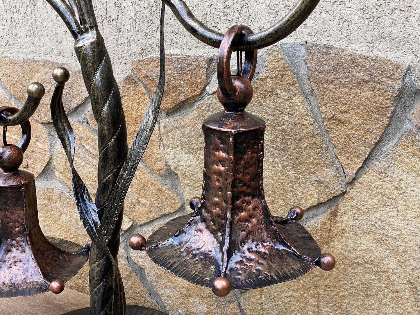Fairy lamp, table lamp, night lamp, hand forged lamp, fairy light, anniversary gift, iron gift, bell, Christmas gift, wall sconce, wreath