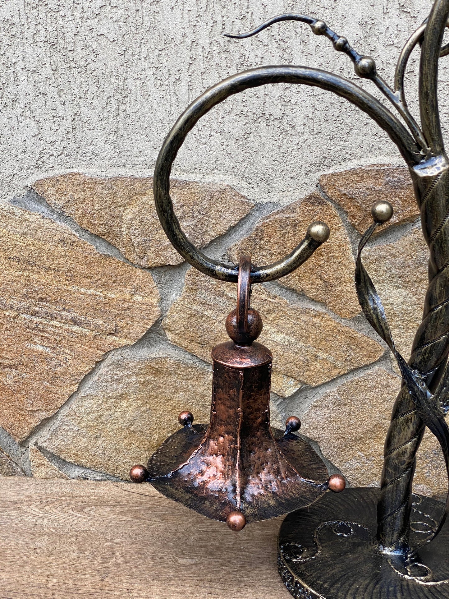 Fairy lamp, table lamp, night lamp, hand forged lamp, fairy light, anniversary gift, iron gift, bell, Christmas gift, wall sconce, wreath