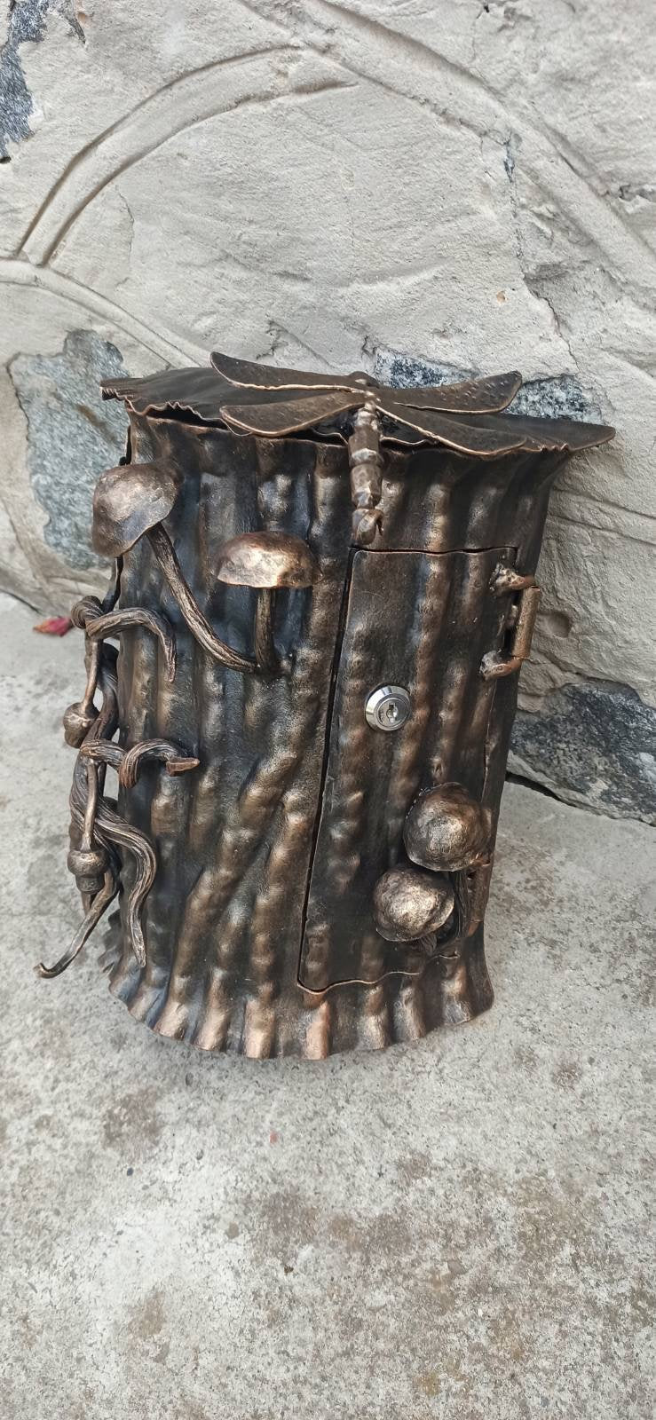 Wall mailbox, mailbox, locking mailbox, mail boxes, postbox, post box, dragonfly, oak, acorn, nature wall art, mail box post, forest decor