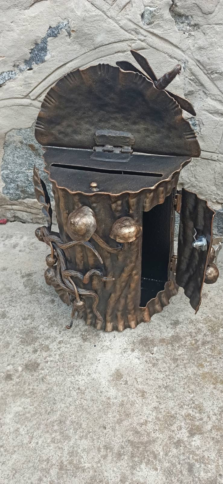 Wall mailbox, mailbox, locking mailbox, mail boxes, postbox, post box, dragonfly, oak, acorn, nature wall art, mail box post, forest decor