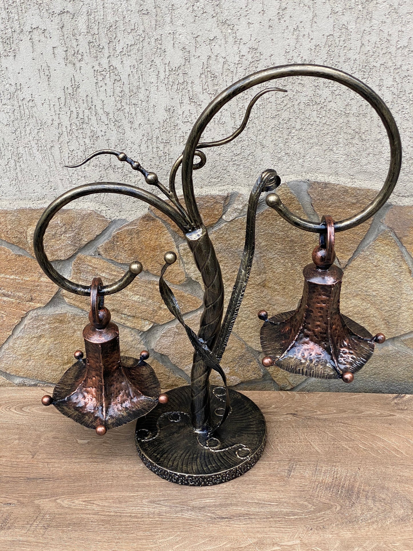Fairy lamp, table lamp, night lamp, hand forged lamp, fairy light, anniversary gift, iron gift, bell, Christmas gift, wall sconce, wreath