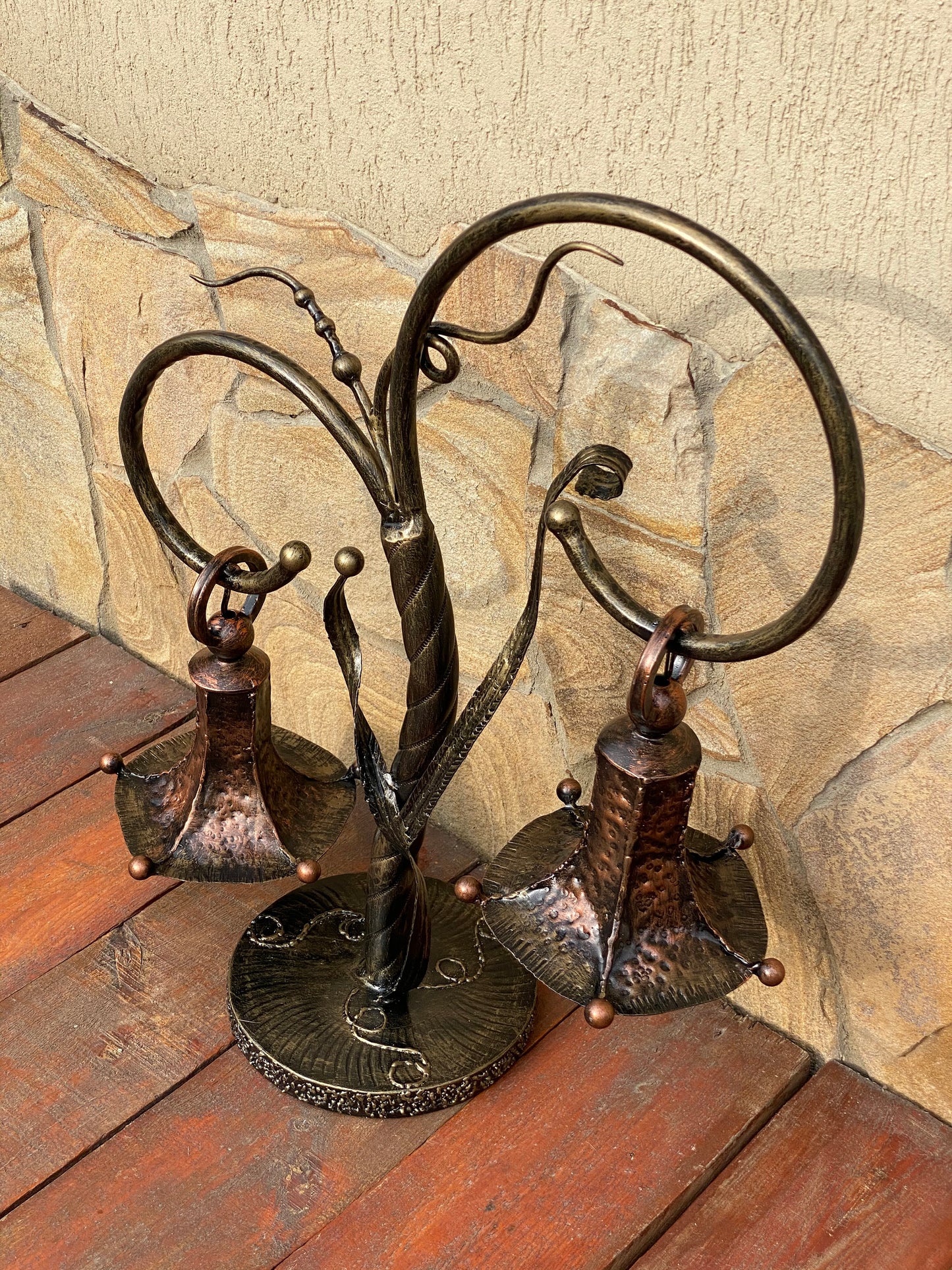 Fairy lamp, table lamp, night lamp, hand forged lamp, fairy light, anniversary gift, iron gift, bell, Christmas gift, wall sconce, wreath