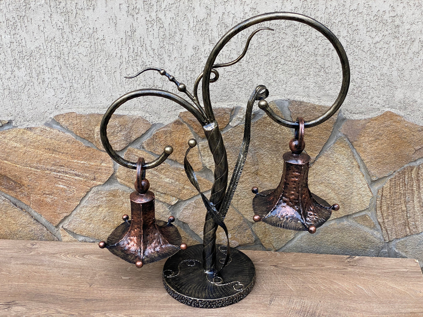 Fairy lamp, table lamp, night lamp, hand forged lamp, fairy light, anniversary gift, iron gift, bell, Christmas gift, wall sconce, wreath
