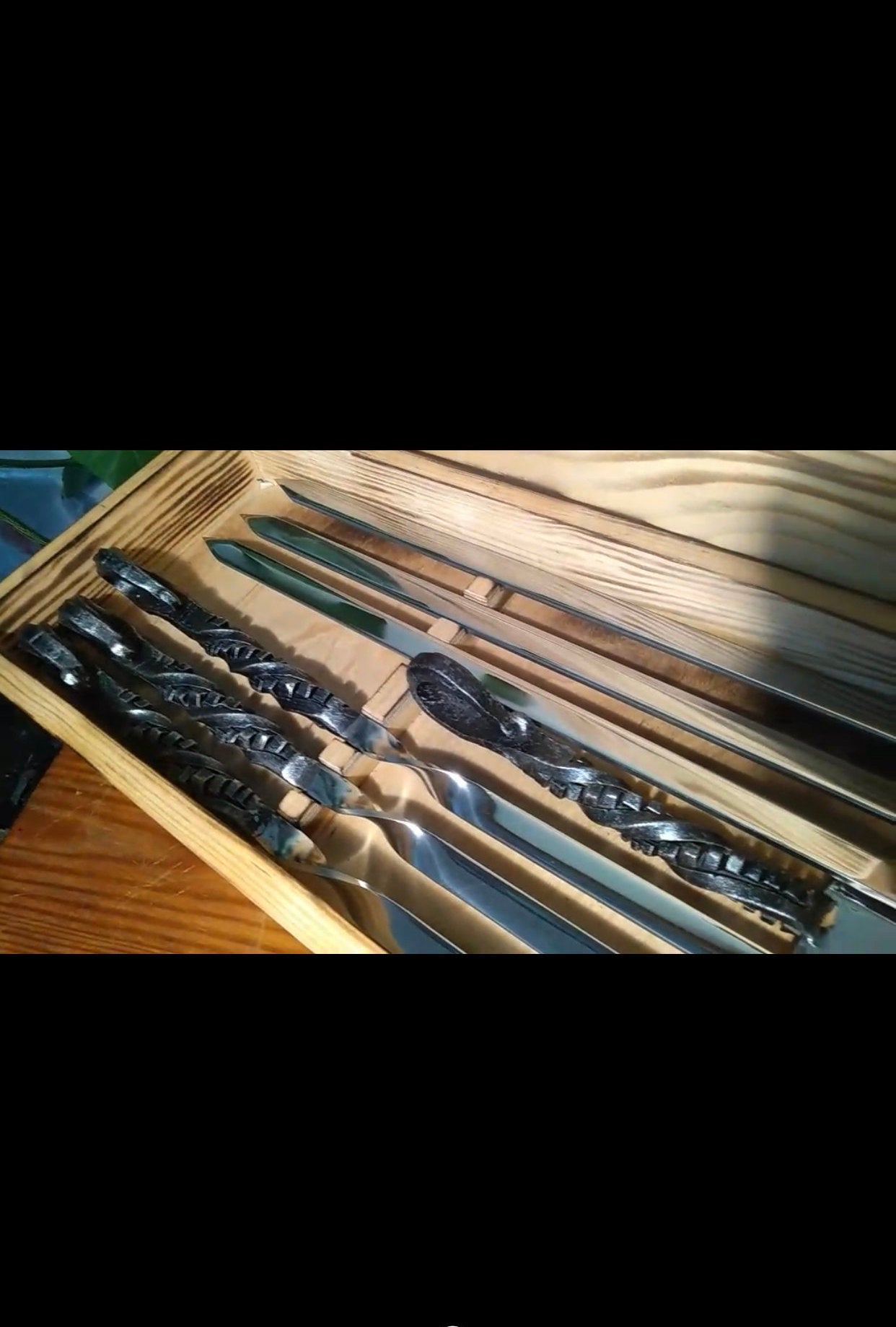 Skewers, fork, gift box, BBQ gift, Christmas gift, Dads gift, gift for grandpa, steel anniversary,mens gift,camping fire,camping gifts,grill