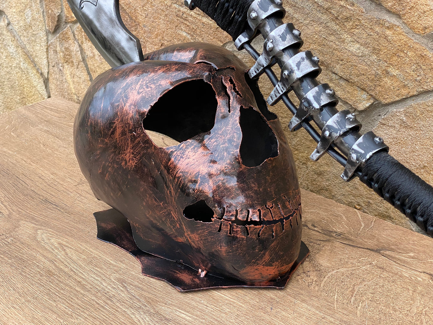 Axe, axe holder, iron gift, steel gift, skull, viking, mens gifts, medieval, anniversary gift,Halloween,viking gift,Christmas,boyfriend gift